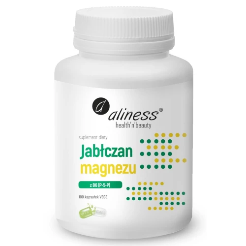 Aliness - Jabłczan magnezu 100 mg z B6 (P-5-P) - 100 kapsułek Aliness - Jabłczan magnezu 100 mg z B6 (P-5-P) - 100 kapsułek